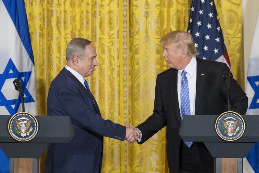 &nbsp;El presidente de EEUU, Donald J. Trump y el primer ministro israelí, Benjamin Netanyahu durante una rueda de prensa conjunta en la Casa Blanca en Washington, Estados Unidos, el &nbsp;15 de febrero de 2017.