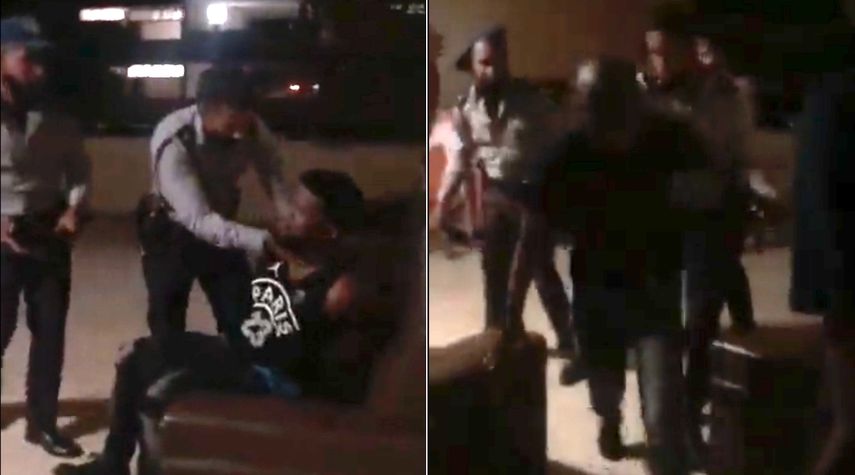 Captura de pantalla del video transmitido en las redes sociales del momento cuando policías cubanos reprimen a estudiantes extranjeros.&nbsp;&nbsp;