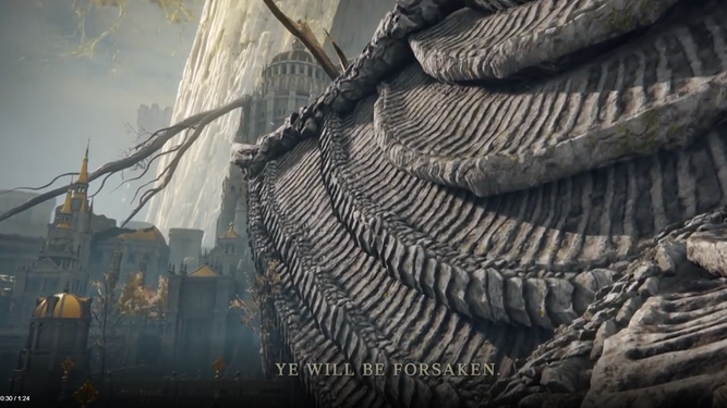 El videojuego de acción y fantasía [El] del [ring], desarrollado por el estudio From Software, creado de la saga [Dark] [Souls] y que cuenta con una historia escrita por el creador de la Canción de hielo y fuego George R R Martin.