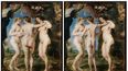 Las tres Gracias, de Rubens, intervenida digitalmente por el fotógrafo Jorge Salgado, se exhibe en la exposición Arte y Salud Mental en el Museo Nacional Thyssen-Bornemisza, en España.