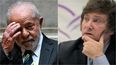 Foto montaje del mandatario socialista de Brasil, Luis Inacio Lula Da Silva y del presidente de Argentina, Javier Milei.