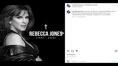 Mundo del espectáculo lamenta partida de Rebecca Jones.