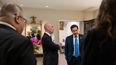 El secretario de Estado y Asesor de Seguridad Nacional Marco Rubio y el asesor presidencial y subjefe de gabinete Stephen Miller el 14ABR24. De espaldas, Steven Cheung, director de Comunicaciones de la Casa Blanca. 