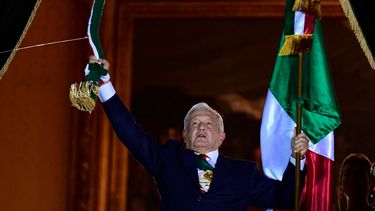 El presidente de México Andrés Manuel López Obrador en los actos de celebración por la Independencia del país. 