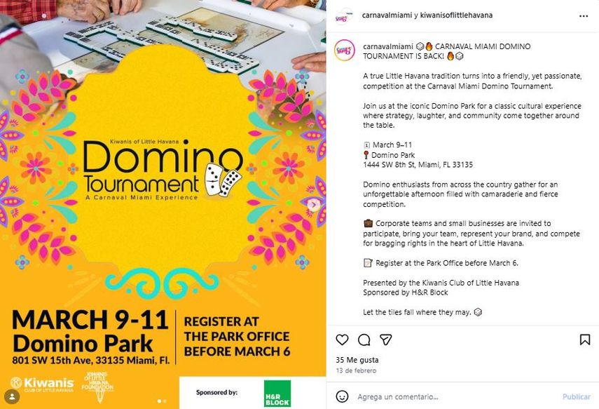 Torneo de Dominó del Carnaval Miami 2026.&nbsp;