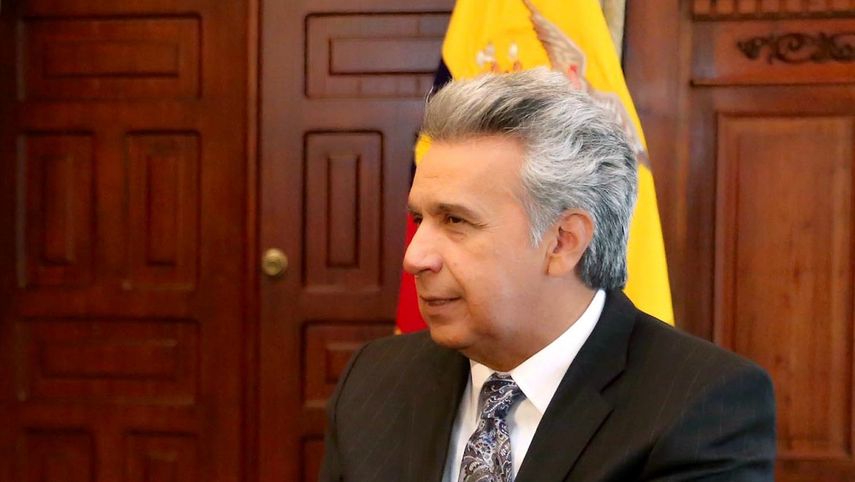 Fotografía cedida por Presidencia de Ecuador del mandatario Lenín&nbsp;Moreno&nbsp;desde el Palacio de Carondelet en Quito, Ecuador.