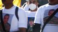 Los familiares de colombianos encarcelados en Haití por su presunta participación en el asesinato del presidente haitiano Jovenel Moise hace un año, protestan por sus detenciones en Bogotá, Colombia.
