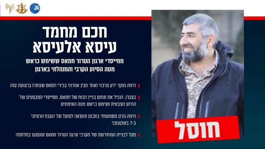 Hakem Al Issa lideró los esfuerzos para reconstruir las fuerzas de Hamás en la Franja de Gaza y fue uno de los fundadores de la división de operaciones de la sección militar, informó Israel.&nbsp;
