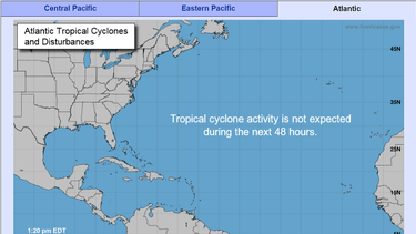 Captura del Centro Nacional de Huracanas pronostica días tranquilos.&nbsp;