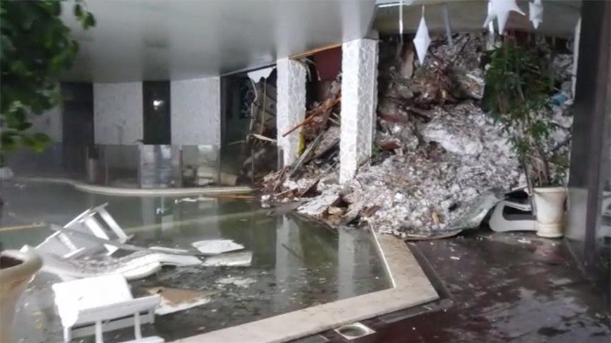 Imagen de un video del interior del hotel Rigopiano, tras la avalancha.