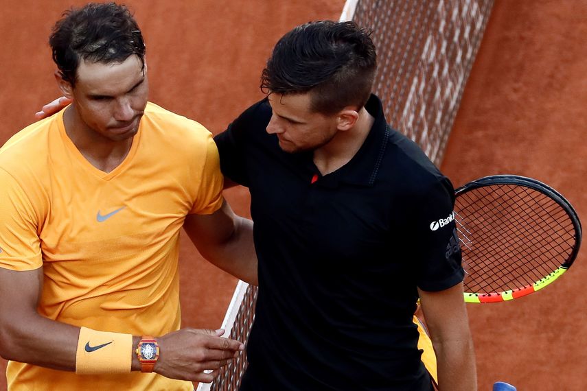 El récord que comenzó justamente después de que perdiera contra Thiem en los cuartos de final de Roma el pasado año, lo terminó el mismo austriaco.&nbsp;