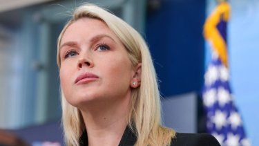 La Secretaria de Prensa de la Casa Blanca, Karoline Leavitt, habla durante la conferencia de prensa diaria en la Sala de Conferencias de Prensa.