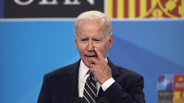 El presidente de Estados Unidos, Joe Biden, interviene en una rueda de prensa en la segunda y última jornada de la Cumbre de la OTAN 2022 en el Recinto Ferial IFEMA MADRID, a 30 de junio de 2022, en Madrid (España).&nbsp; 