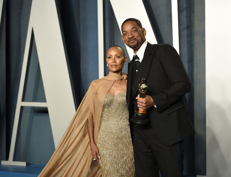 Jada Pinkett Smith y Will Smith llegan a la fiesta del Oscar de Vanity Fair el domingo 27 de marzo de 2022 en Beverly Hills