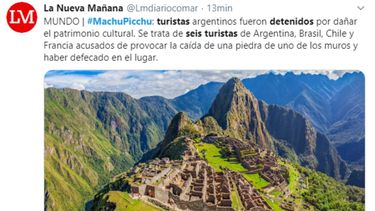 Captura de pantalla de la noticia difundida en las redes sociales