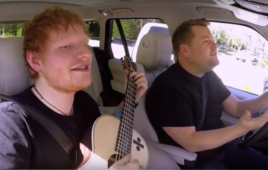 &nbsp;El cantante británico Ed Sheeran en el programa Carpool Karaoke&nbsp;de&nbsp;James Corden.&nbsp;