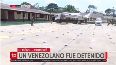 Captura del video difundido por el canal de noticias&nbsp;Unitel Bolivia sobre la incautaci&oacute;n de droga.&nbsp;