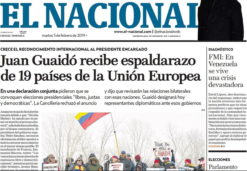 Portada de El Nacional.&nbsp;