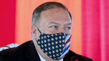 El secretario de Estado de Estados Unidos, Mike Pompeo, pronuncia un discurso en Paramaribo, Surinam, el 17 de septiembre de 2020.