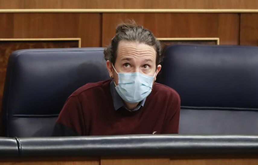 Pablo Iglesias, durante el pleno del Congreso espa&ntilde;ol.