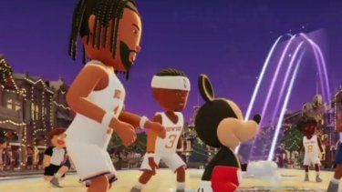 Juego de Navidad en la NBA entre New York Knicks y Cleveland Cavs en el personajes de Disney aparecen en simultaneo&nbsp;