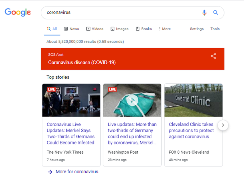 Google ha vinculado una Alerta SOS en la B&uacute;squeda, con el fin de facilitar el acceso a la informaci&oacute;n &uacute;til sobre este tema.&nbsp;