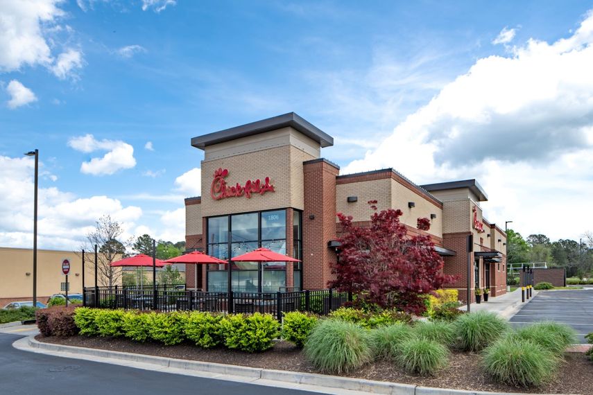 Un restaurante de la cadena nacional de comida rápida Chik Fil A.