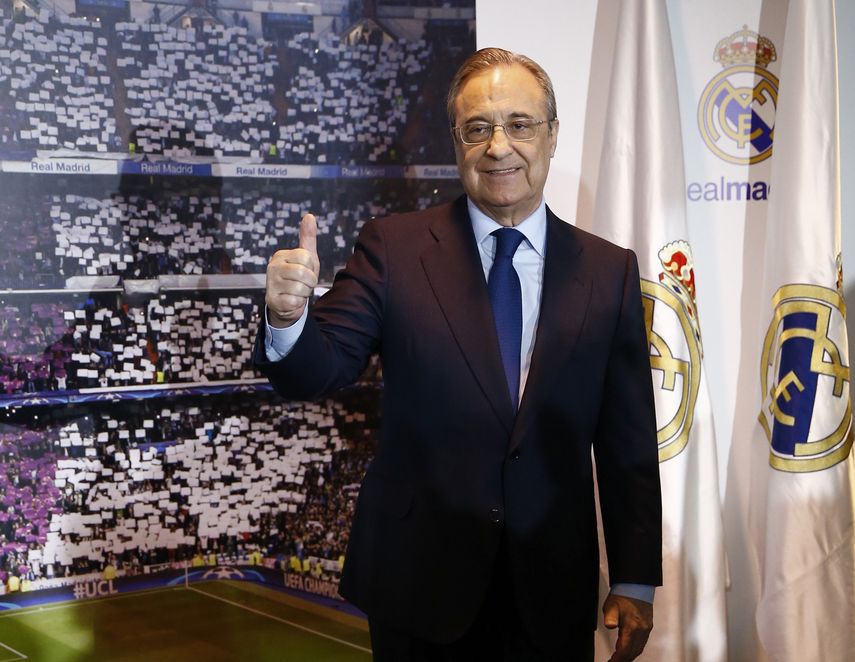 Florentino&nbsp;Pérez, proclamado presidente del Real Madrid este lunes para iniciar su quinto mandato, tras un discurso en el palco de honor del Santiago Bernabéu.