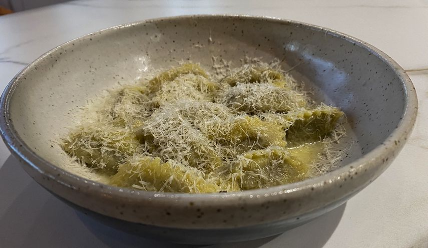 Agnolotti di funghi with butter and 36-month Parmigiano Reggiano,&nbsp;Pasta, Miami.