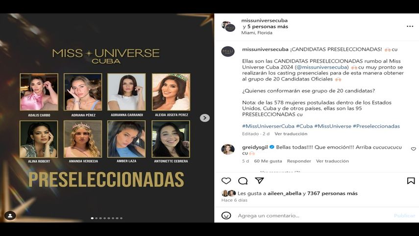 Preselección de candidatas para el Miss Universe Cuba 2024.