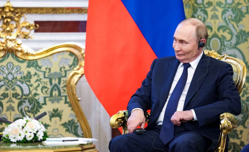 El presidente de Rusia Vladimir Putin en su oficina en el Kremlin.&nbsp;