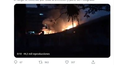 Captura de pantalla. Mensaje difundido por la organización estudiantil, Viva la UCV, en su cuenta de Twitter, sobre el incendio ocurrido.&nbsp;