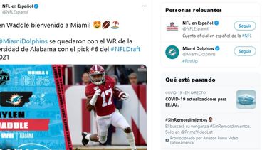 Waddle promedió 44.5 yardas en sus 17 recepciones de touchdown en tres temporadas con Crimson Tide, y anotó tres veces en devoluciones de patadas