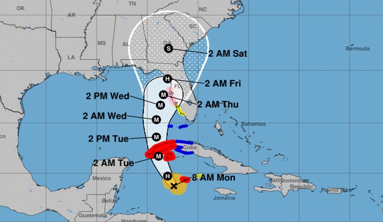 Pronóstico trayectoria huracán Ian. Florida y Cuba se preparan para su llegada. 
