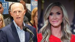 El senador Rick Scott y la líder republicana Lara Trump.