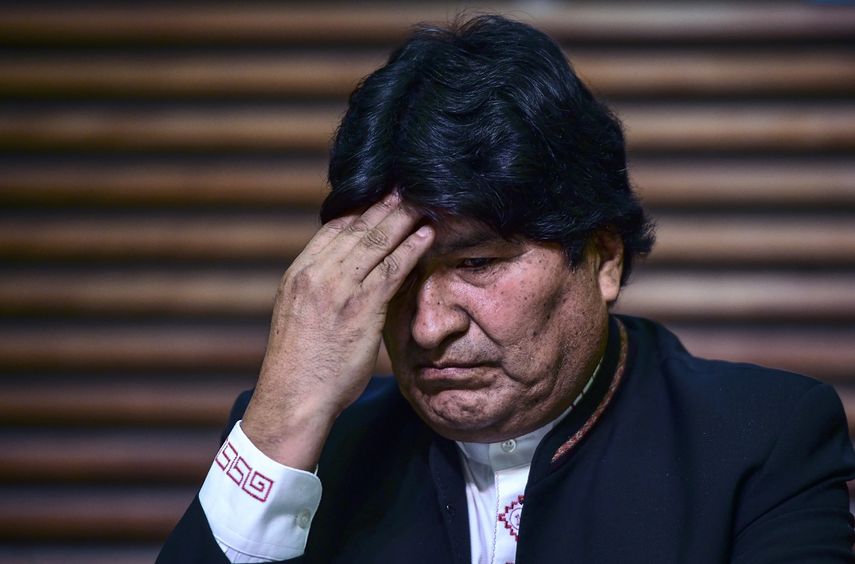 Fotograf&iacute;a del 21 de febrero de 2020 del expresidente boliviano Evo Morales durante una conferencia de prensa en Buenos Aires, Argentina.