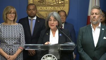 Eileen Higgins, la alcaldesa Daniella Levine Cava y el comisionado Jose Pepe Díaz.&nbsp;