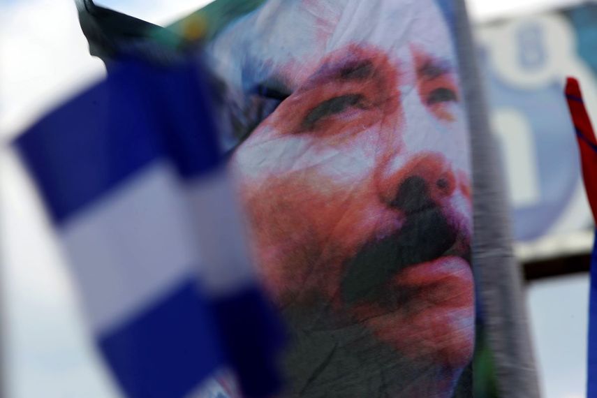 Imagen en una pancarta del dictador sandinista Daniel Ortega.