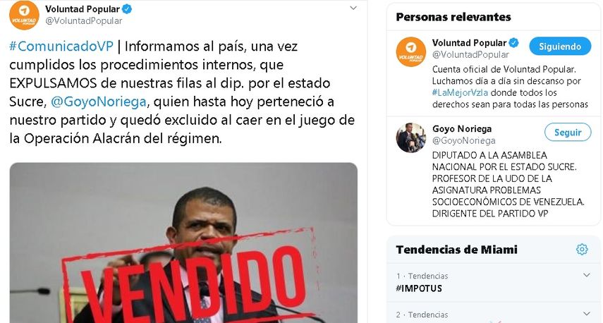 De igual forma, los congresistas fueron suspendidos de la Comisi&oacute;n de Contralor&iacute;a y les abrieron una investigaci&oacute;n en el cuerpo legislativo.&nbsp;Algunos de los implicados rechazaron los se&ntilde;alamientos y acusaron a Guaid&oacute; de actuar contra ellos por no apoyar su reelecci&oacute;n.