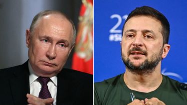El presidente de Rusia, Vladimir Putin, y su homólogo ucraniano, Volodimir Zelenski.