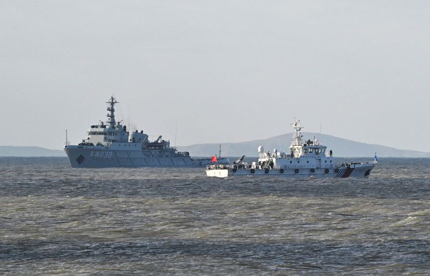Buques chinos patrullan en la provincia de Fujian, al este de China, el punto más cercano a Taiwán, el 30 de diciembre de 2025.