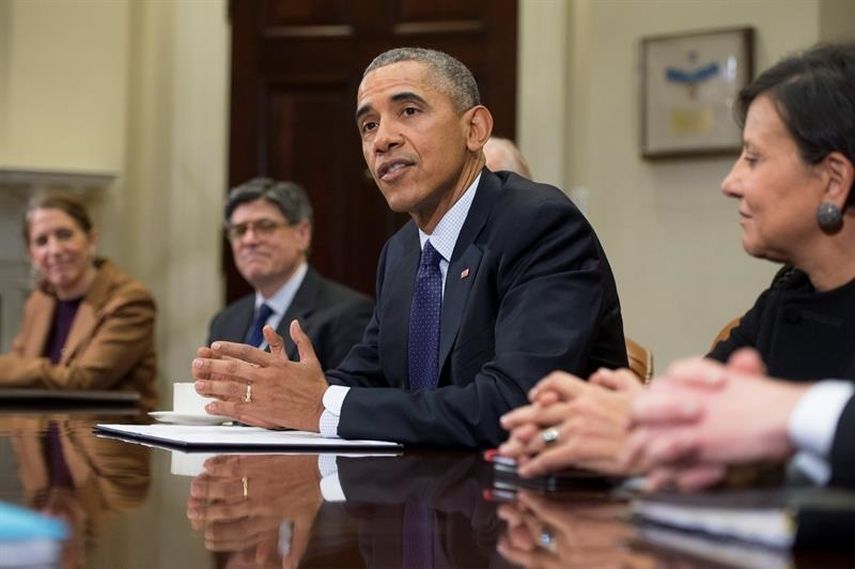 El presidente estadounidense durante una rueda de prensa celebrada en el despacho Roosevelt en la Casa Blanca (EFE)