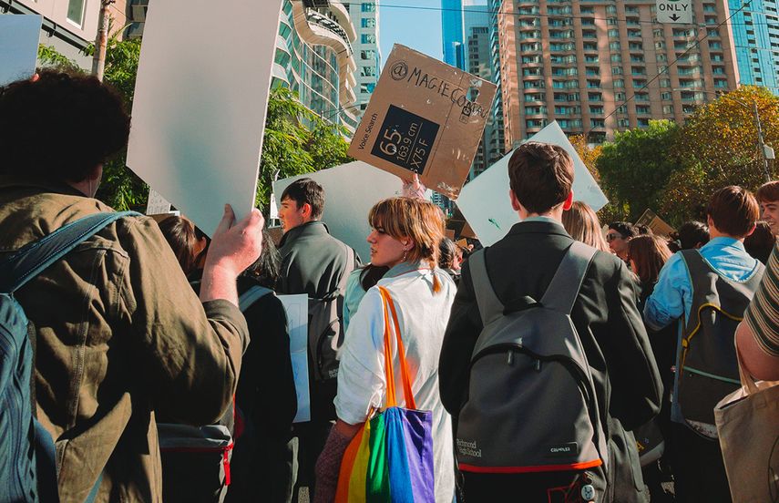 Un grupo de trabajadores celebra Labor Day, en Estados Unidos.