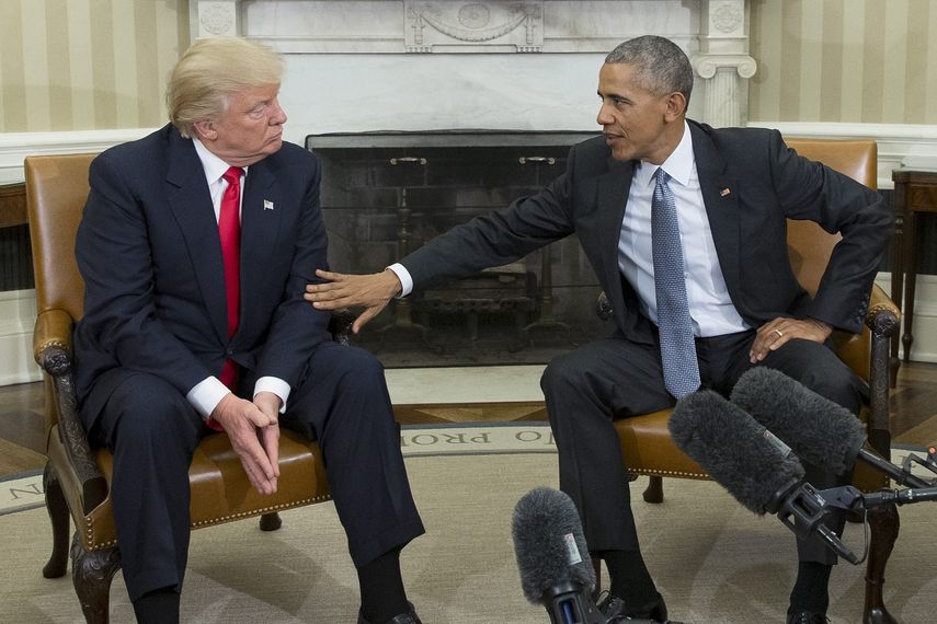 Foto de archivo del primer encuentro de Donald Trump y Baracak Obama en la Casa Blanca.&nbsp;