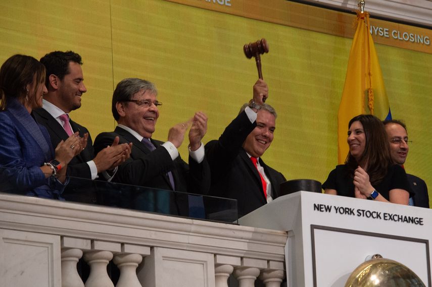 El presidente de Colombia Iván Duque visitó la Bolsa de Valores de Nueva York durante su viaje a EEUU.