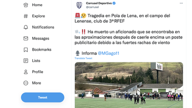 Muere un espectador de un partido de fútbol en España al caer una torre eléctrica.&nbsp;