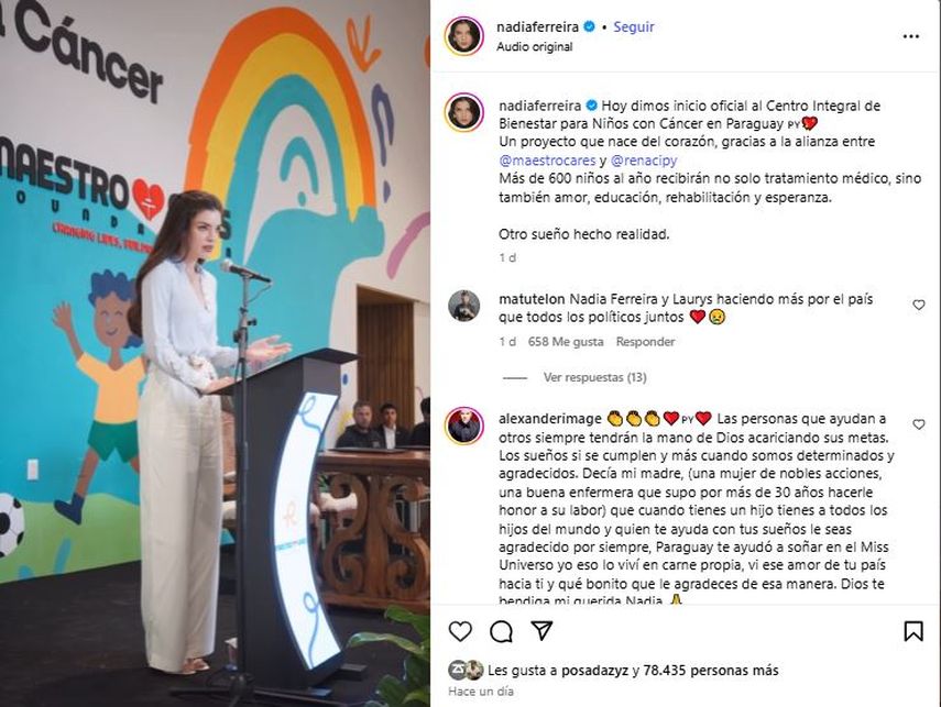 La paraguaya, primera finalista del Miss Universo 2021, encabezó la inauguración del centro de salud.