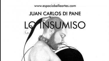 Cartel de la exposición del artista Juan Carlos Di Pane, que se puede ver en la sala Belleartes de Cáceres (España) del 5 al 28 de mayo de 2023.