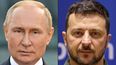 El presidente ruso, Vladímir Putin, y su homólogo ucraniano, Volodímir Zelenski. 