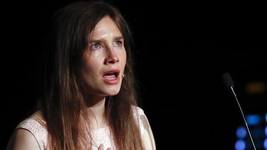 En esta foto del 15 de junio de 2019, Amanda Knox habla durante el Festival de Justicia Penal en la Universidad de Modena, Italia. Knox se ha pronunciado sobre el hecho de que su nombre haya sido asociado con la nueva película “Stillwater”.